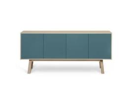 Aparador Alto MON PETIT MEUBLE FRANÇAIS com 4 Portas (Azul Cinzento Lehon - Madeira - 220 x 94 x 46 cm)