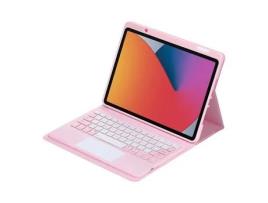Capa e Teclado Bluetooth YKCLOUD B3012C para iPad 10.22021/2020/2019/iPad Air 10.5/iPad Pro10.5 (Inglês - Rosa)
