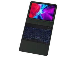 Capa e Teclado Bluetooth YKCLOUD Ym12D para iPad 10.22021/2020/2019/iPad Air 10.5/iPad Pro10.5 (Inglês - Preto)