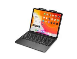 Capa e Teclado Bluetooth YKCLOUD F129S para iPad Pro 12.9 2020/2018 (Inglês - Preto)