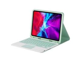 Capa e Teclado Bluetooth YKCLOUD Ps12C para iPad 10.22021/2020/2019/iPad Air 10.5/iPad Pro10.5 (Inglês - Verde)