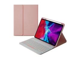 Capa e Teclado Bluetooth YKCLOUD Hk-109D para iPad Air4 2020 10.9/iPad Pro112021/2020/2018 (Inglês - Rosa)