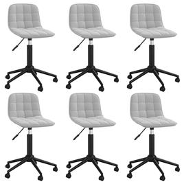 vidaXL Cadeiras de jantar giratórias 6 pcs veludo cinzento-claro