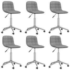 vidaXL Cadeiras de jantar giratórias 6 pcs tecido cinzento-claro