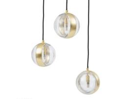 Candeeiro de Teto BIGBUY HOME 15 x 15 x 120 cm Cristal Dourado Ferro