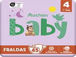 Fraldas Auchan Baby Tamanho 4 7-18kg 45un