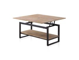 Mesa de centro elevable extensible Rens, duehome, 90 cm (ancho), Roble - Negro, Roble - Blanco, Roble Honey - Negro