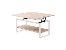 Mesa de centro elevable extensible Rens, duehome, 90 cm (ancho), Roble - Negro, Roble - Blanco, Roble Honey - Negro