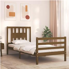 vidaXL Estrutura cama cabeceira 90x200 cm madeira maciça castanho-mel