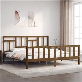 vidaXL Estrutura cama c/ cabeceira 200x200cm maciço castanho-mel
