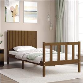 vidaXL Estrutura cama cabeceira 90x200 cm madeira maciça castanho-mel