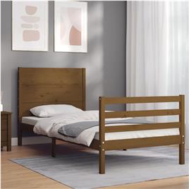 vidaXL Estrutura cama cabeceira 90x200 cm madeira maciça castanho-mel