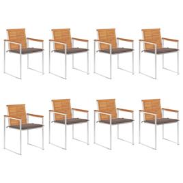 vidaXL Cadeiras de jardim 8 pcs c/ almofadões madeira de acácia maciça