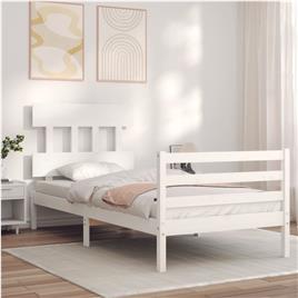 vidaXL Estrutura cama de solteiro c/ cabeceira madeira maciça branco