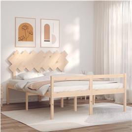 vidaXL Estrutura de cama com cabeceira 140x190 cm madeira maciça