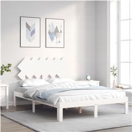 vidaXL Estrutura de cama com cabeceira 120x200cm madeira maciça branco