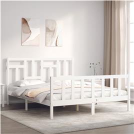 vidaXL Estrutura de cama com cabeceira 160x200 cm madeira maciça