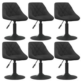 vidaXL Cadeiras de jantar giratórias 6 pcs veludo preto