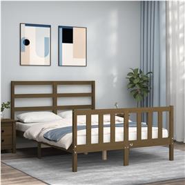 vidaXL Estrutura de cama dupla pequena 4FT madeira maciça castanho-mel