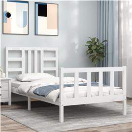 vidaXL Estrutura de cama com cabeceira 100x200cm madeira maciça branco