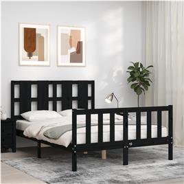 vidaXL Estrutura de cama com cabeceira 120x200cm madeira maciçao preto