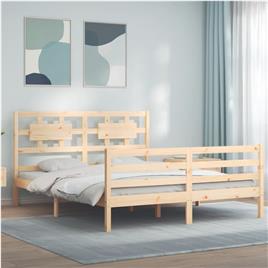 vidaXL Estrutura de cama King Size com cabeceira madeira maciça