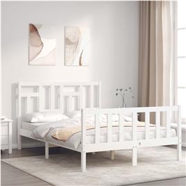 vidaXL Estrutura de cama com cabeceira 140x190cm madeira maciça branco