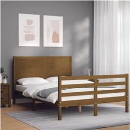 vidaXL Estrutura de cama dupla pequena 4FT madeira maciça castanho-mel
