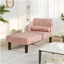 vidaXL Chaise longue com rolo veludo rosa