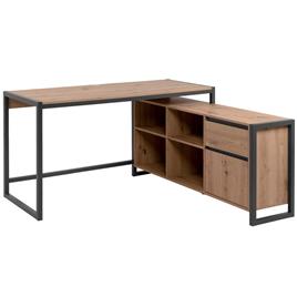 Secretária de canto DENVER Carvalho Artesanato e Preto