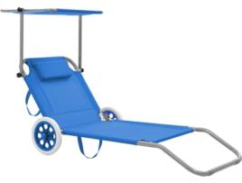 Espreguiçadeira Dobrável  44322 Com Toldo e Rodas Aço (Azul)