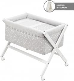 Berço Co-sleeping de madeira + dossel CAMBRASS Star em Cinzento