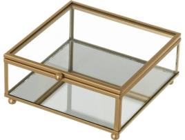 Guarda-Joias  Caixa De Cristal E Metal Dorado Clásico (6x14x13 cm)