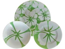 Serviço de Jantar STUDIO NOVA Aloha (18 Peças - Porcelana - Branco e Verde)