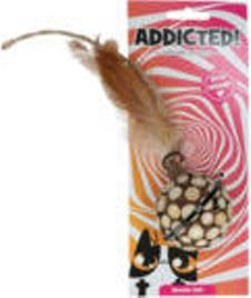 Brinquedo para Gato  Bola de madeira com penas