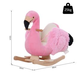 HOMCOM Cavalo de balanço flamingo com cinto de segurança Gangorra de bebê Brinquedo de pelúcia para crianças acima de 18 meses 60x33x52cm