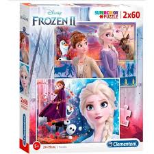 Caixa com 2 Puzzles de 60 peças da Frozen II Supercolor CLEMENTONI