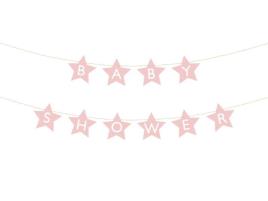 Grinalda Estrelas Baby Shower Rosa