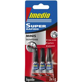 Imedio Super Rapido Pegamento Instantaneo Pack de 3 Tubos de 1gr - Transparente - Multimaterial