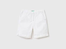 Benetton, Calções 100% Algodão Com Cordão De Ajuste, size 12-18, Branco, Crianças