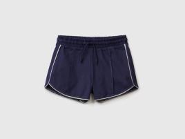 Benetton, Calções Com Cordão De Ajuste 100% Algodão, size S, Azul-escuro, Crianças