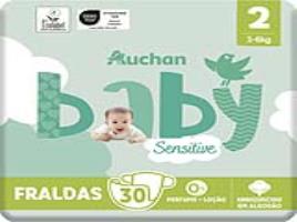 Fraldas Auchan Baby Sensitive Ecológicas Tamanho 2 3-6kg 30un