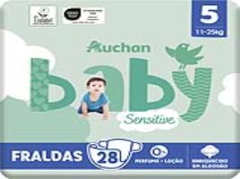 Fraldas Auchan Baby Sensitive Ecológicas Tamanho 5 11-25kg 28un