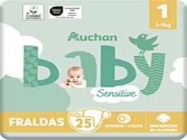 Fraldas Auchan Baby Sensitive Ecológicas Tamanho 1 2-5kg 25un