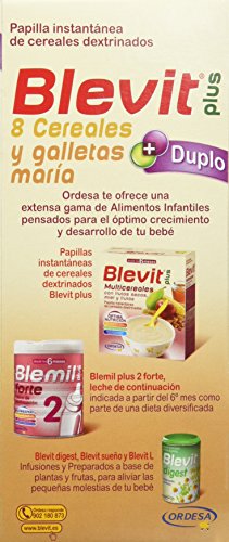 Blevit Plus Duplo 8 cereais e bolachas Maria 600 gramas 5 m