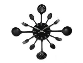 Relógio de Parede MISHA DIY Utensílios de Cozinha (Preto)