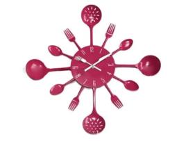 Relógio de Parede MISHA DIY Utensílios de Cozinha (Rosa Escuro)