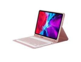 Capa e Teclado Bluetooth YKCLOUD Ps11 para iPad Air4 2020 10.9/iPad Pro112021/2020/2018 (Inglês - Rosa)