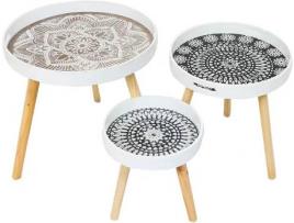 Conjunto de 3 Mesinhas Decorativas GOOD LIVING DECOR Energy Flowers (Aglomerado de Madeira e Metal - 50 cm)
