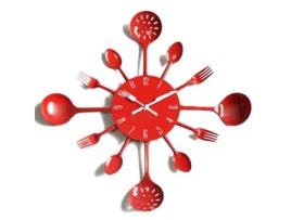 Relógio de Parede MISHA DIY Utensílios de Cozinha (Vermelho)